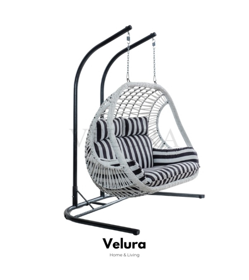 Pop Bahçe Salıncağı Çift Kişilik - Beyaz Rattan Zebra Minder Pop Bahçe Salıncağı Çift Kişilik - Beyaz Rattan Zebra Minder