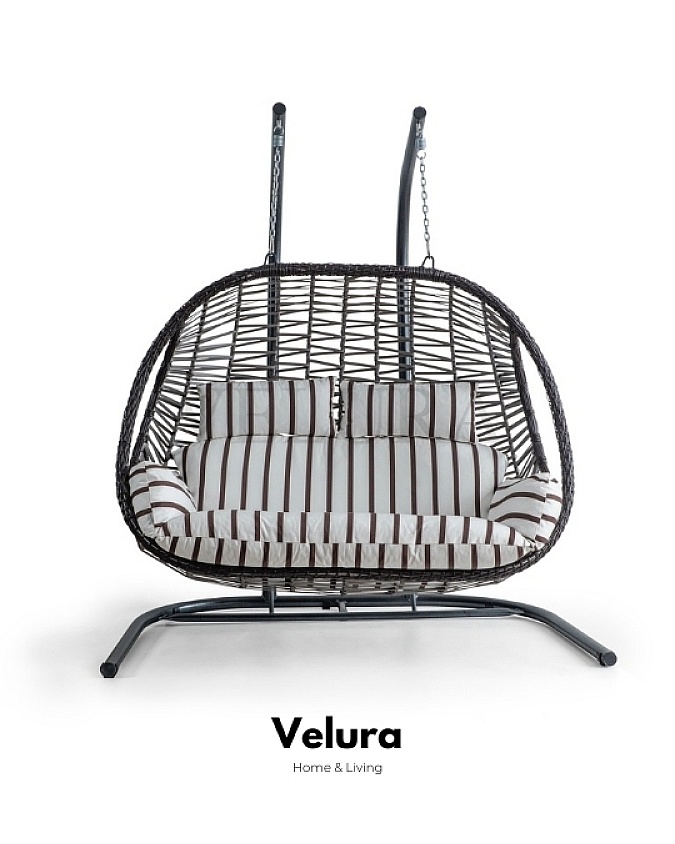 Pop Bahçe Salıncağı kahve rattan zebra minderli