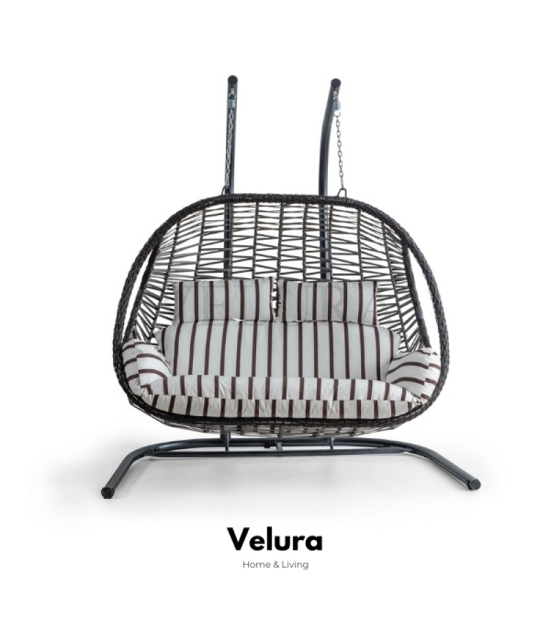 Pop Bahçe Salıncağı Çift Kişilik - Kahve Rattan Zebra Minder Pop Bahçe Salıncağı Çift Kişilik - Kahve Rattan Zebra Minder