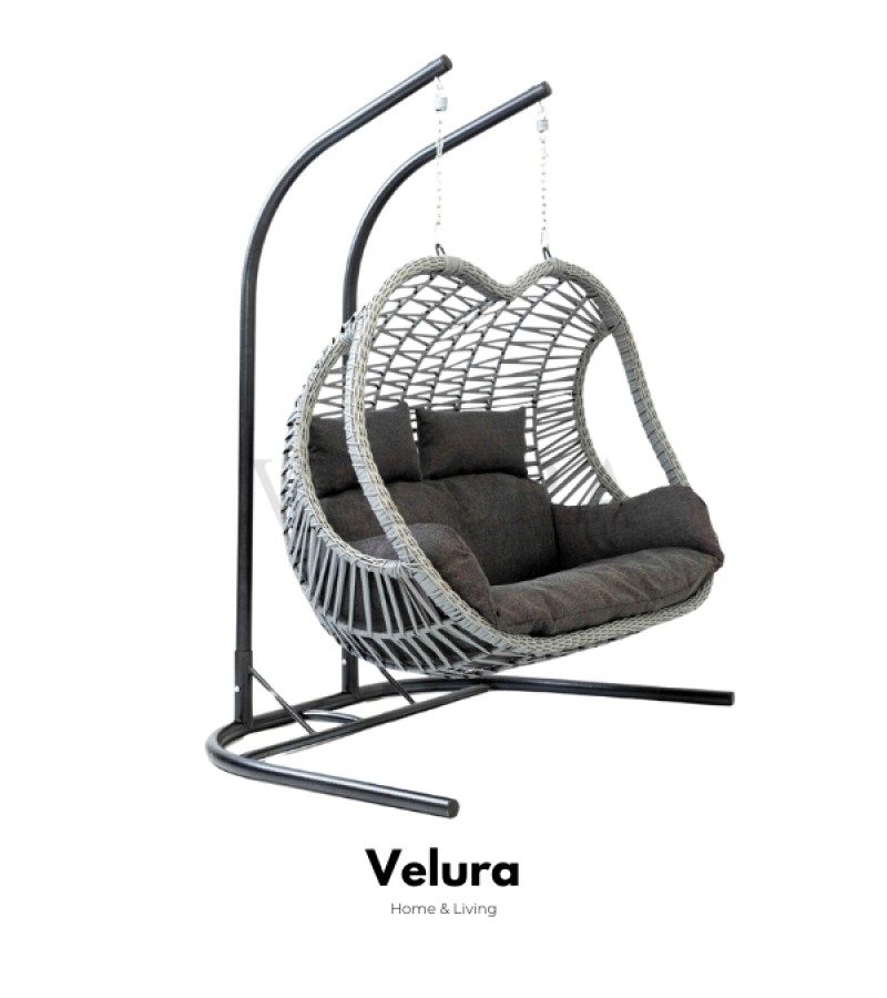 Pop Bahçe Salıncağı Çift Kişilik - Gri Rattan Gri Minder Pop Bahçe Salıncağı Çift Kişilik - Gri Rattan Gri Minder