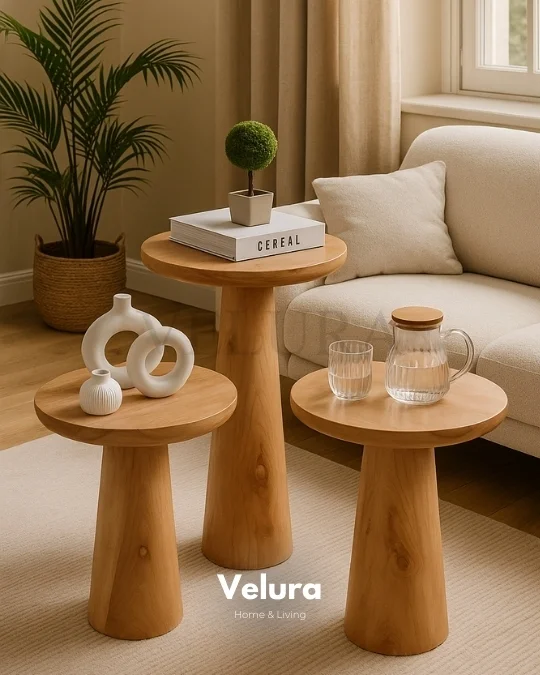 Prag Ahşap Zigon Yan Sehpa