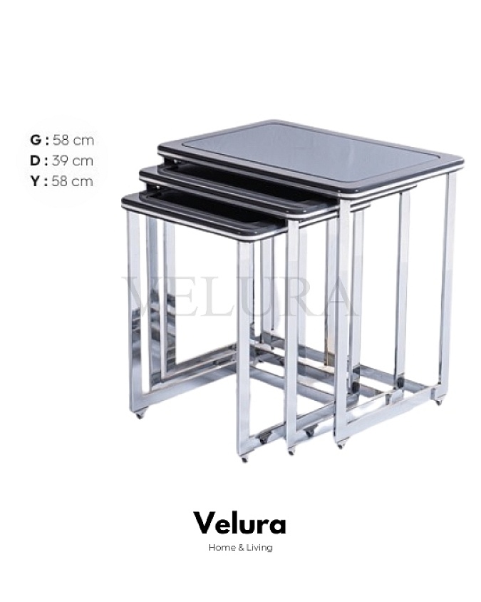 Velura Home antrasit krom sehpa modelleri