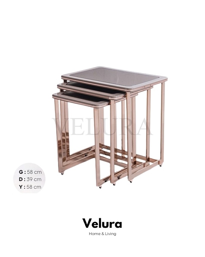 Prestij Toprak Rose Gold Yan Sehpa üçlü set