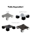 Küre Orta Sehpa – Cam ve MDF tabla seçenekli modern orta sehpa modeli Küre Orta Sehpa – Cam ve MDF tablalı, kaplama ve düz renk alternatifli üç ayaklı sehpa