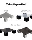 4 siyah zar detaylı kare füme cam sehpa