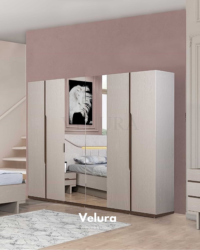 Mira 6 Kapaklı Gardırop, orta iki kapakta aynalı modern dolap modeli