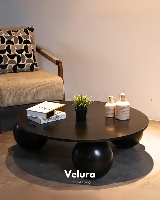 Küre Orta Sehpa - Siyah Top - Yuvarlak - Siyah Mdf