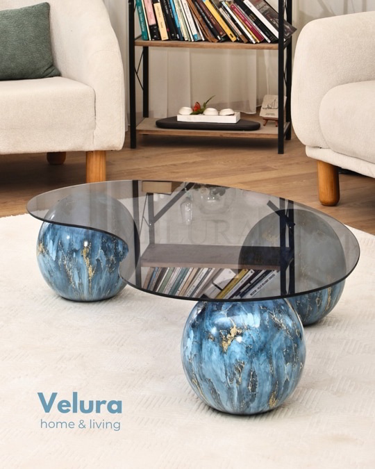 Küre Orta Sehpa - Sky - Fasulye - Füme Cam