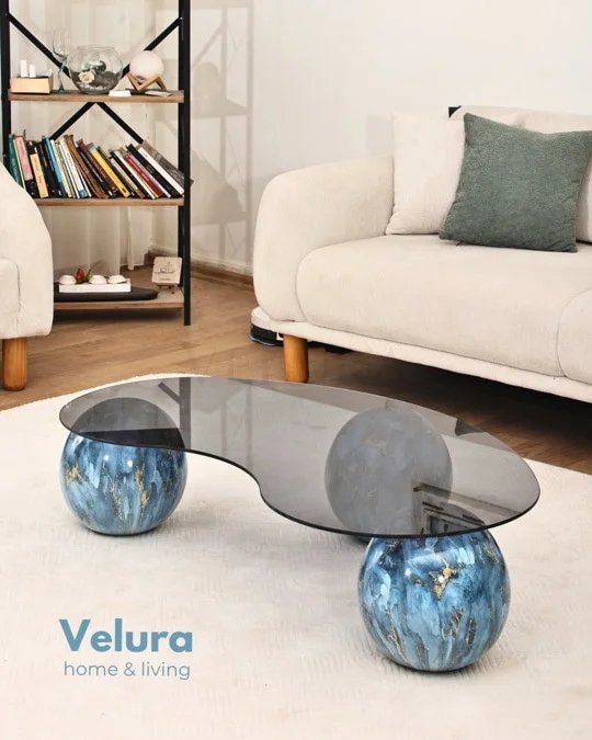 Küre Orta Sehpa - Sky - Fasulye - Füme Cam