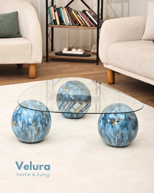 Küre Orta Sehpa - Sky - Şeffaf Üçgen Cam