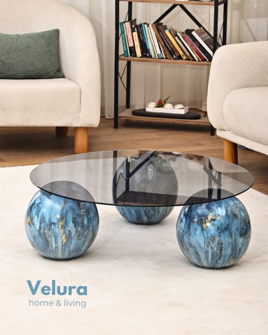 Küre Orta Sehpa - Sky - Füme Yuvarlak Cam