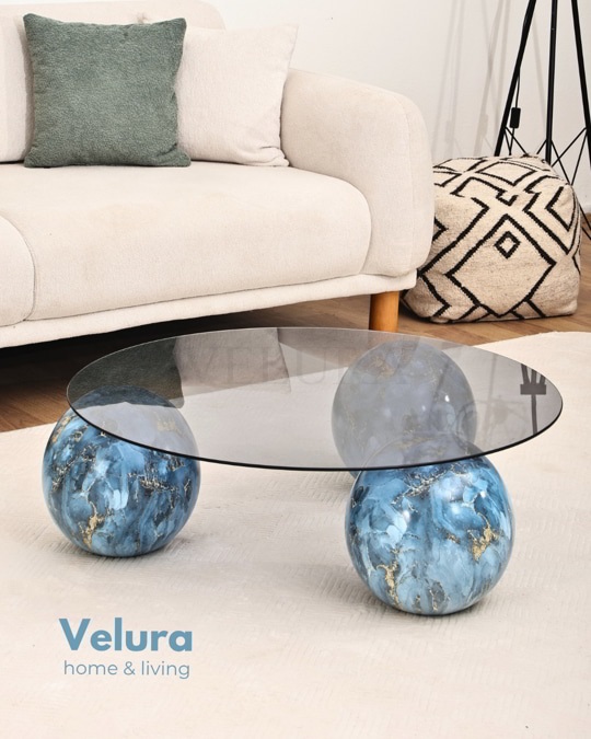 Küre Orta Sehpa - Sky - Füme Yuvarlak Cam