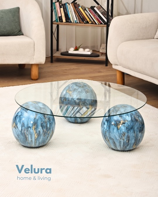 Küre Orta Sehpa - Sky - Şeffaf Yuvarlak Cam