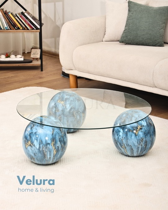 Küre Orta Sehpa - Sky - Şeffaf Yuvarlak Cam