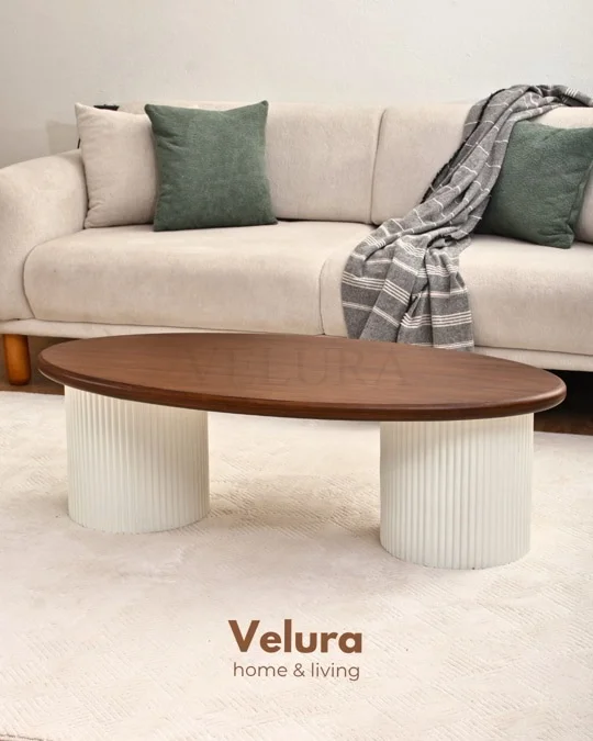 Zag Orta Sehpa - Ceviz Tabla & Beyaz Ayak