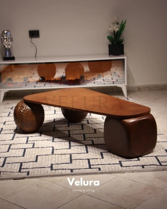 Zaro Ceviz Sehpa Desenli  Üçgen Ceviz Mdf