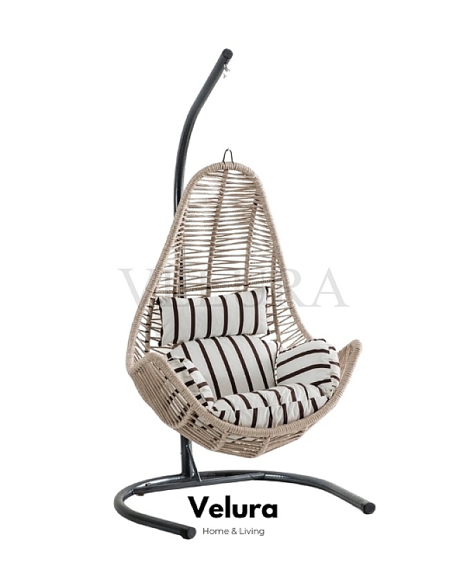 Zen Krem Rattan Zebra Minder Bahçe Salıncağı