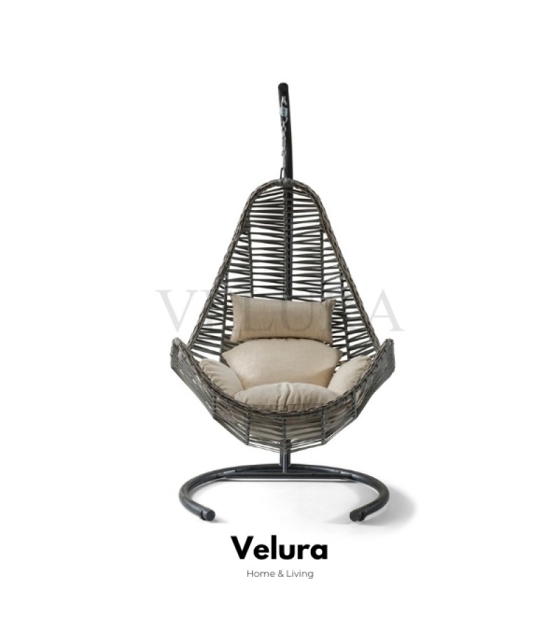 Zen Bahçe Salıncağı - Gri Rattan Krem Minder Zen Bahçe Salıncağı - Gri Rattan Krem Minder