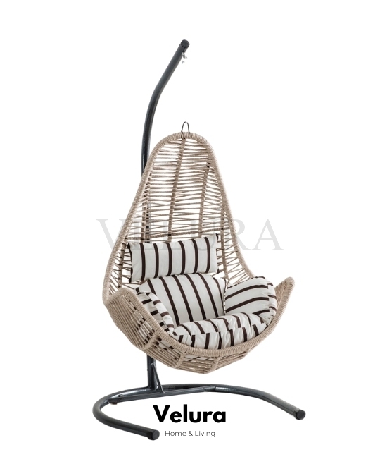 Zen Bahçe Salıncağı - Krem Rattan Zebra Minder