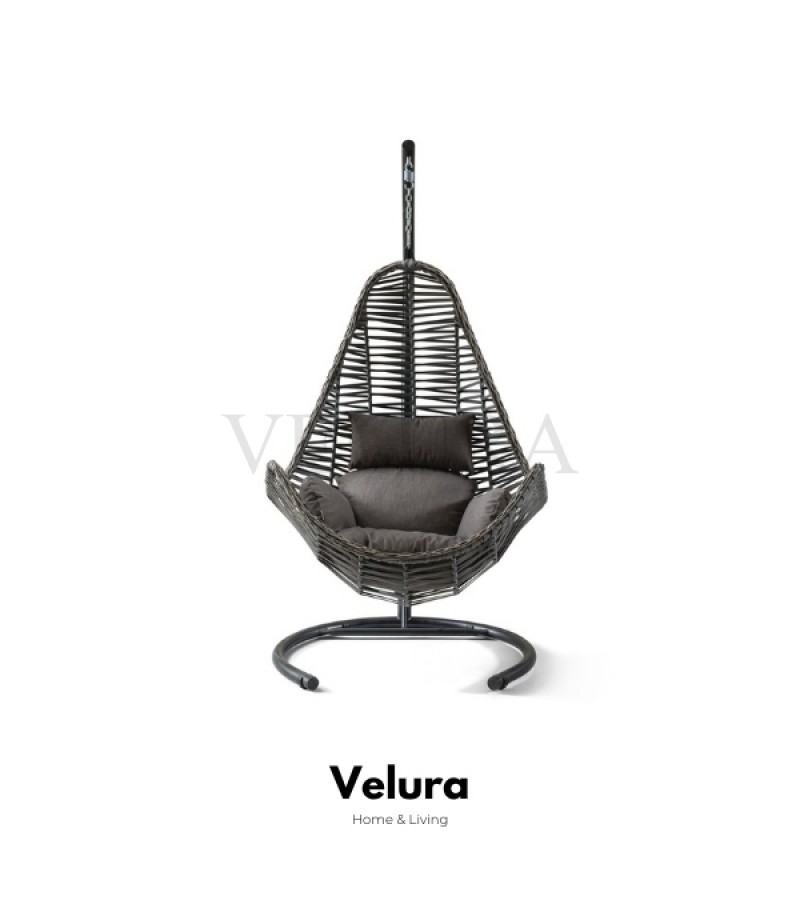 Zen Bahçe Salıncağı - Gri Rattan Gri Minder Zen Bahçe Salıncağı - Gri Rattan Gri Minder