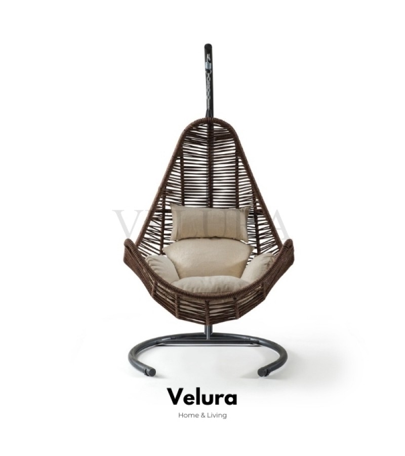 Zen Bahçe Salıncağı - Kahve Rattan Krem Minder Zen Bahçe Salıncağı - Kahve Rattan Krem Minder