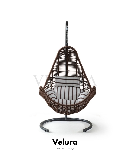 Zen Bahçe Salıncağı - Kahve Rattan Zebra Minder