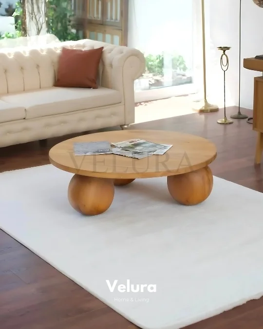 Zer Yuvarlak Ahşap Orta Sehpa- Meşe