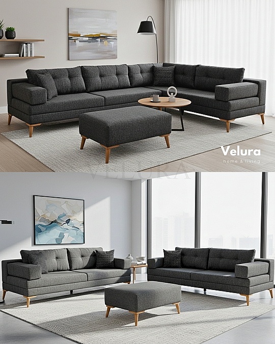 Zeri Kırmızı Puzzle Modüler Köşe Koltuk Takımı