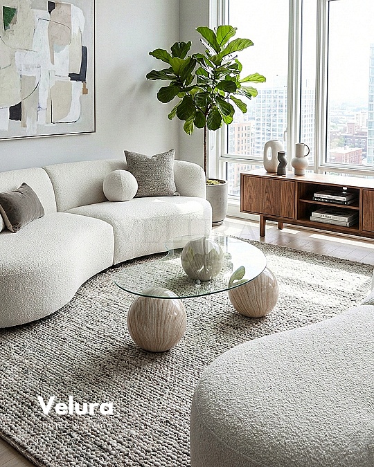 Küre Orta Sehpa - Natural - Fasulye - Şeffaf Cam