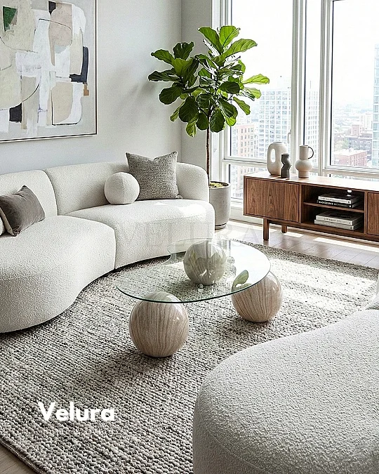 Küre Orta Sehpa - Natural - Fasulye - Şeffaf Cam