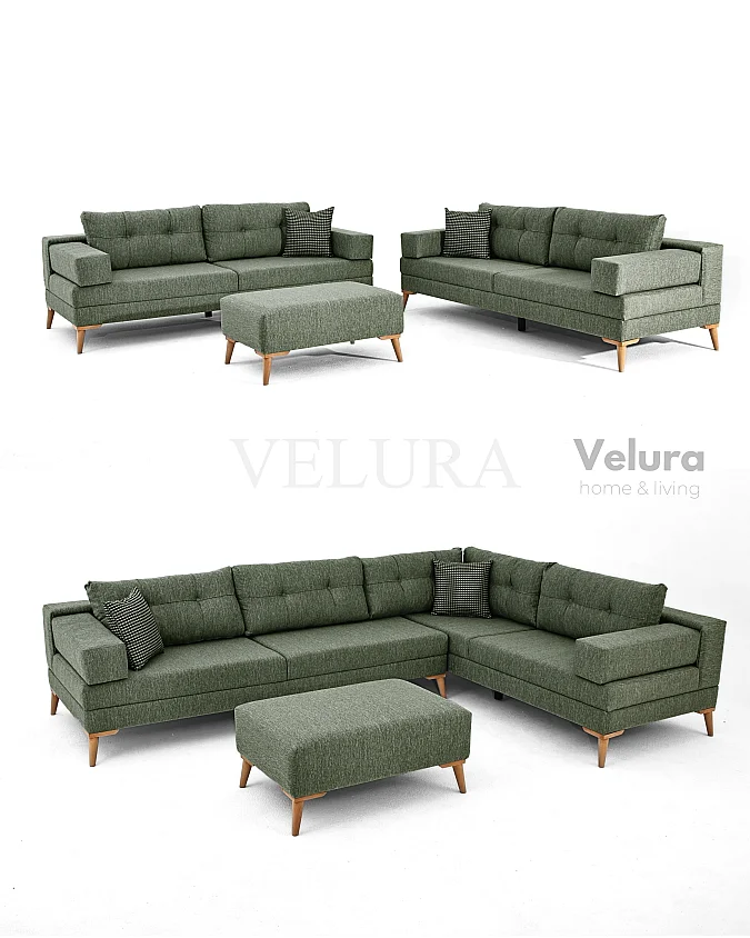 Zeri Yeşil Puzzle Modüler Köşe Koltuk Takımı | Velura Home