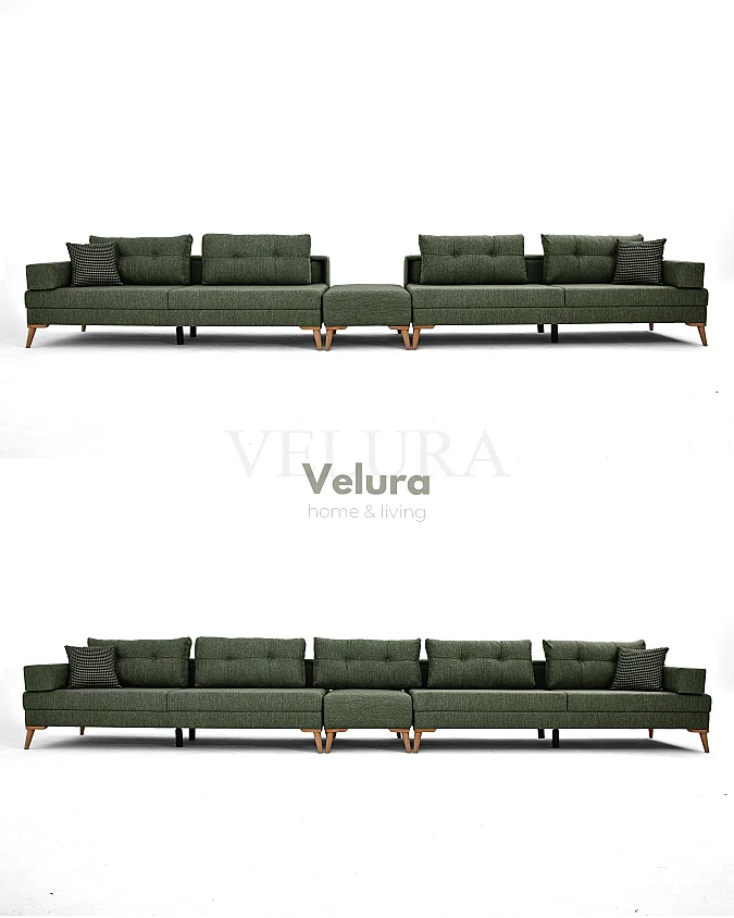 Zeri Yeşil Puzzle Modüler Köşe Koltuk Takımı | Velura Home