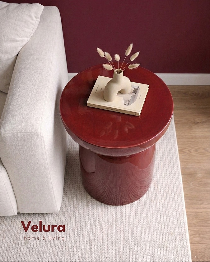 Bordo renk Fargo mantar form yan sehpa 45x45x60