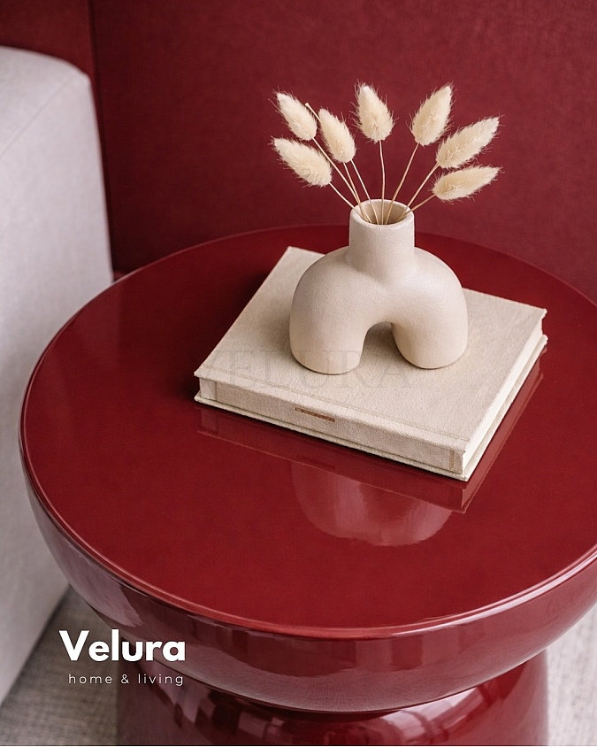 Bordo renk Fargo mantar form yan sehpa 45x45x60