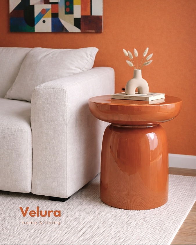 Turuncu renk Fargo mantar form yan sehpa 45x45x60