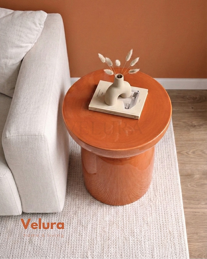 Turuncu renk Fargo mantar form yan sehpa 45x45x60