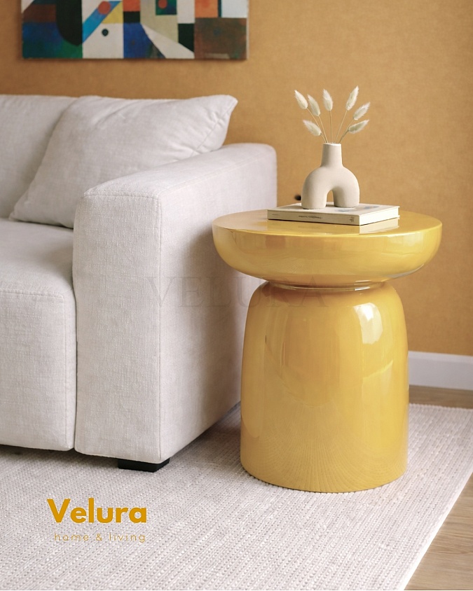 Koltuk yanı sarı Fargo mantar yan sehpa 45x45