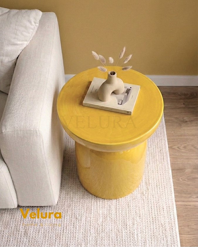 Koltuk yanı sarı Fargo mantar yan sehpa 45x45