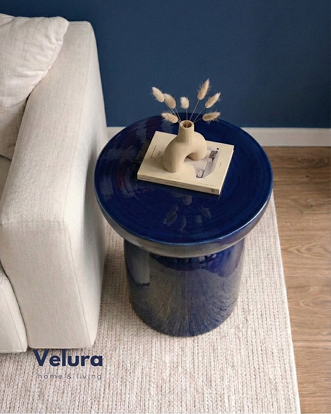 Lacivert renk Fargo mantar form yan sehpa 45x45x60