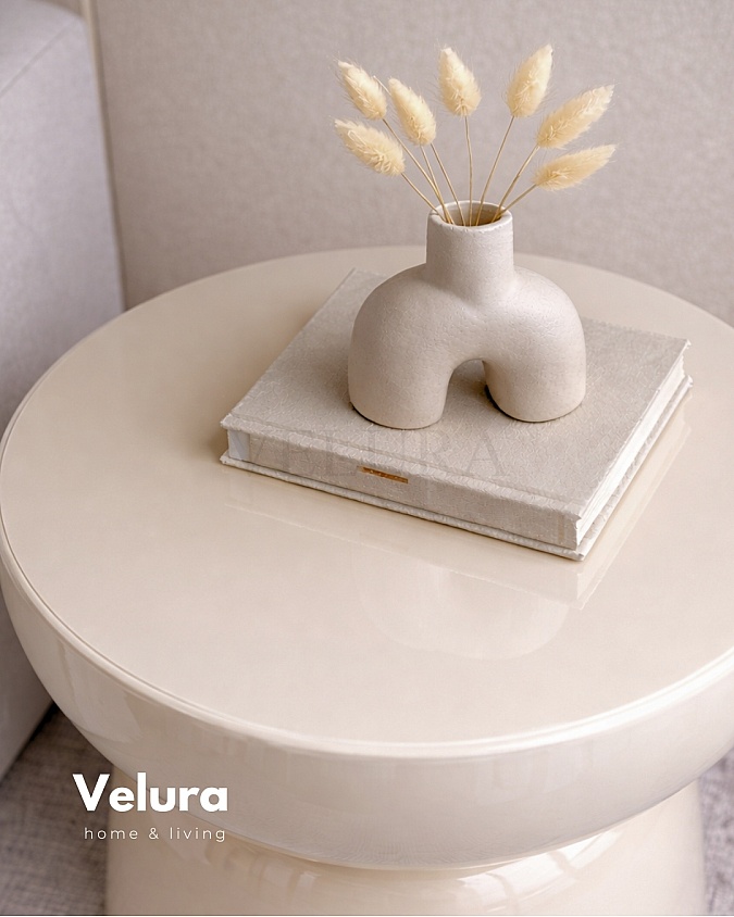 Krem renk Fargo mantar form yan sehpa 45x45x60