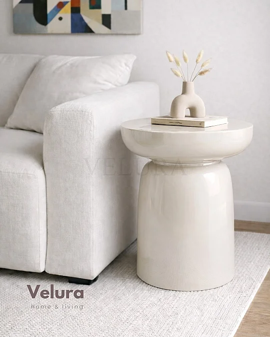 Fargo Mantar Yan Sehpa - Kırık Beyaz