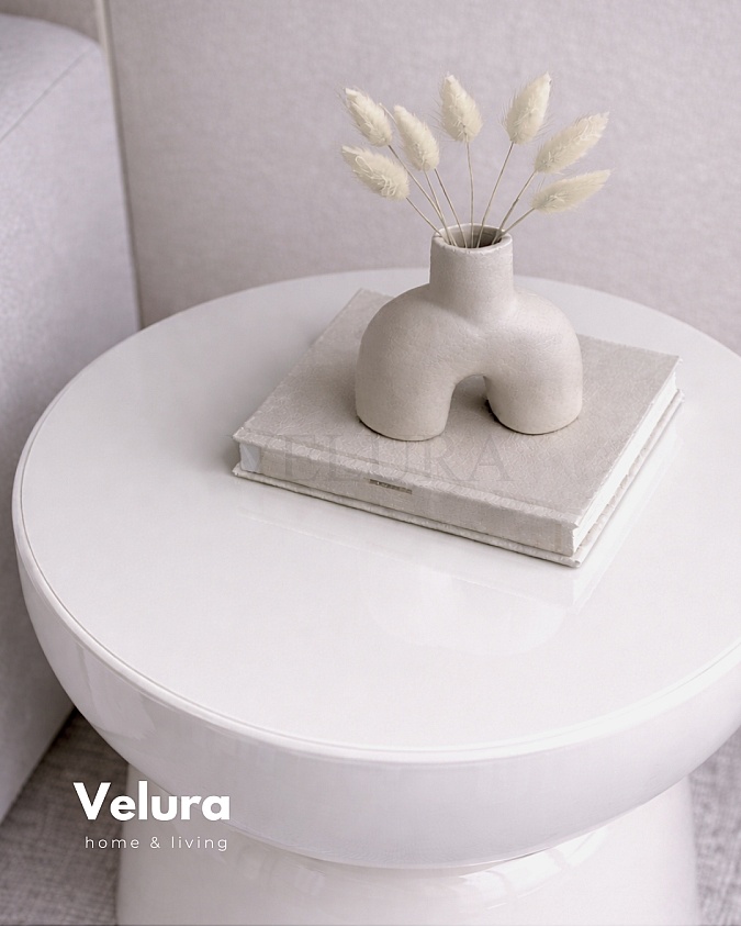 Beyaz renk Fargo mantar form yan sehpa 45x45x60