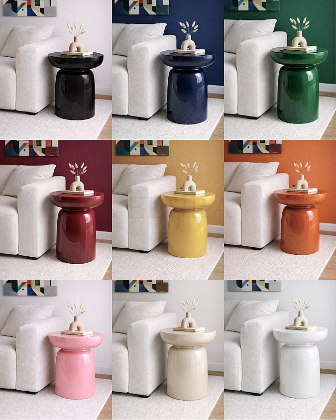 Pembe renk Fargo mantar form yan sehpa 45x45x60