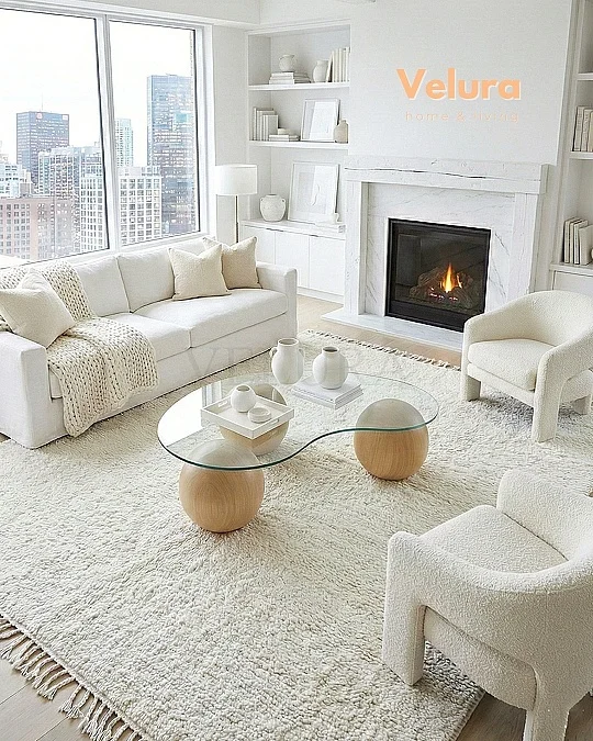 Küre Orta Sehpa - Açık Ceviz - Fasulye - Şeffaf Cam