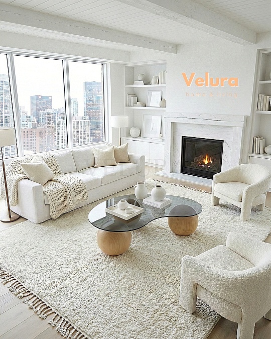 Küre Orta Sehpa - Açık Ceviz - Fasulye - Füme Cam