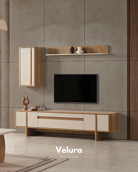 Eylül Tv Ünitesi - Naturel ve Krem