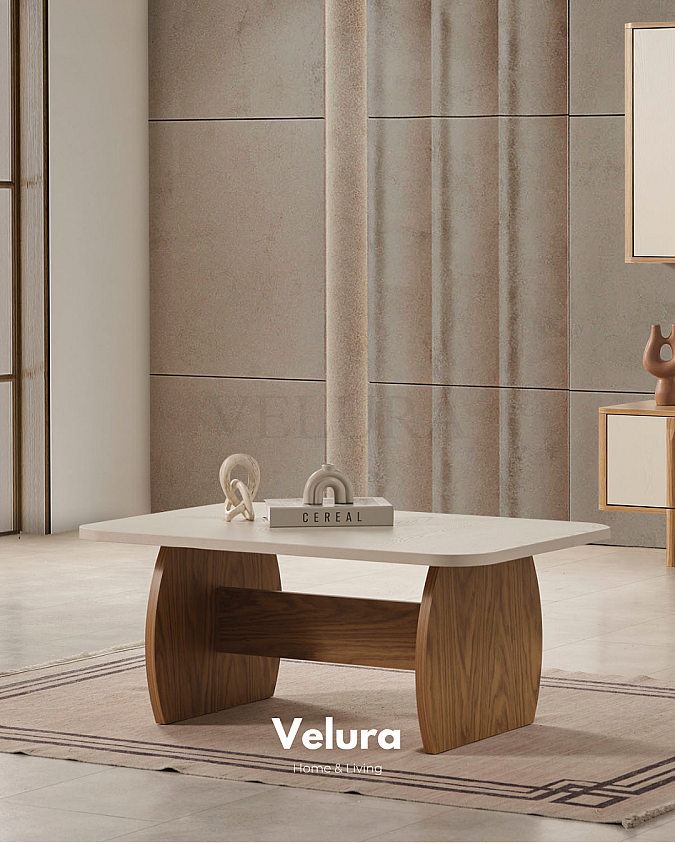 Eylül Orta Sehpa Naturel ve Krem modern salon sehpası