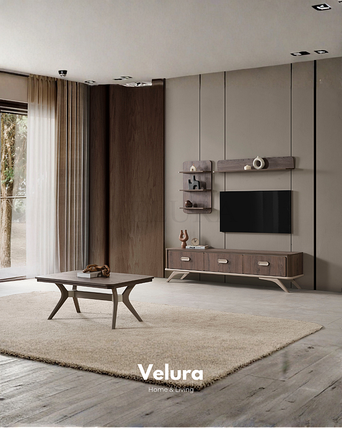 Nova Orta Sehpa Koyu Ceviz gold detaylı modern salon sehpası