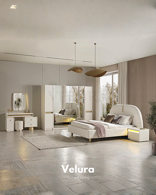 Bern Yatak Odası Takımı -  6 Kapaklı Dolap (Aynalı)