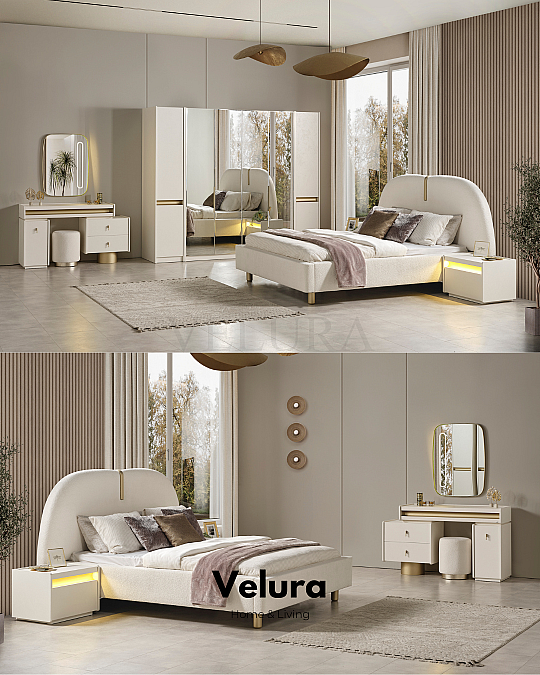 Bern Yatak Odası Takımı -  6 Kapaklı Dolap (Aynalı)